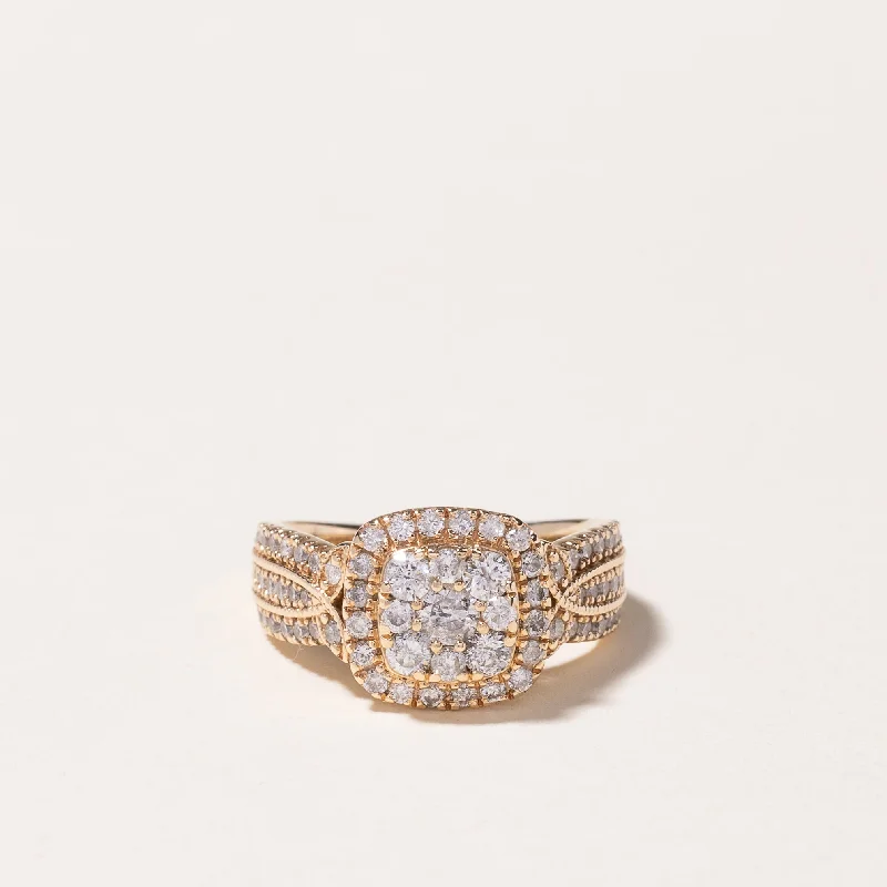 'Michael Hill' 10k Yellow Gold Cluster Diamond Ring | 1.00ctw | SZ 4.25