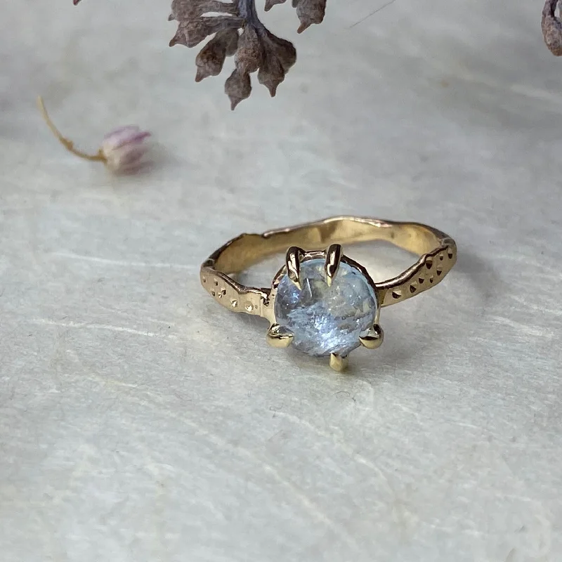 14k Rose Cut Aquamarine Ring