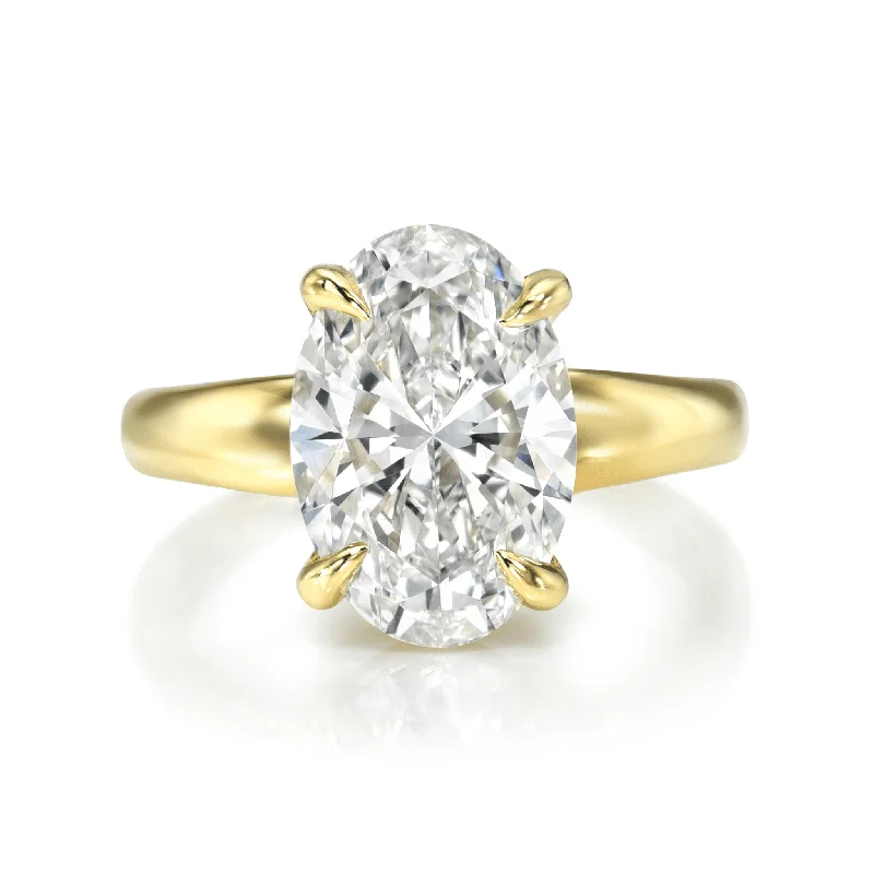 18K Oval Shape Diamond Solitaire with Tapered Cloud Fit Band | Ready to Ship