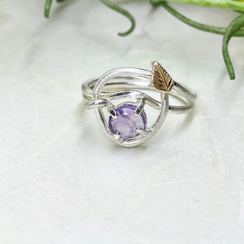 Amethyst Leaf Ring