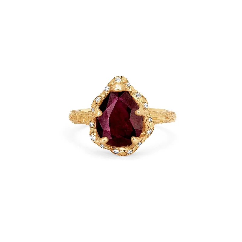 Baby Queen Water Drop Natural Ruby Ring with Sprinkled Diamonds