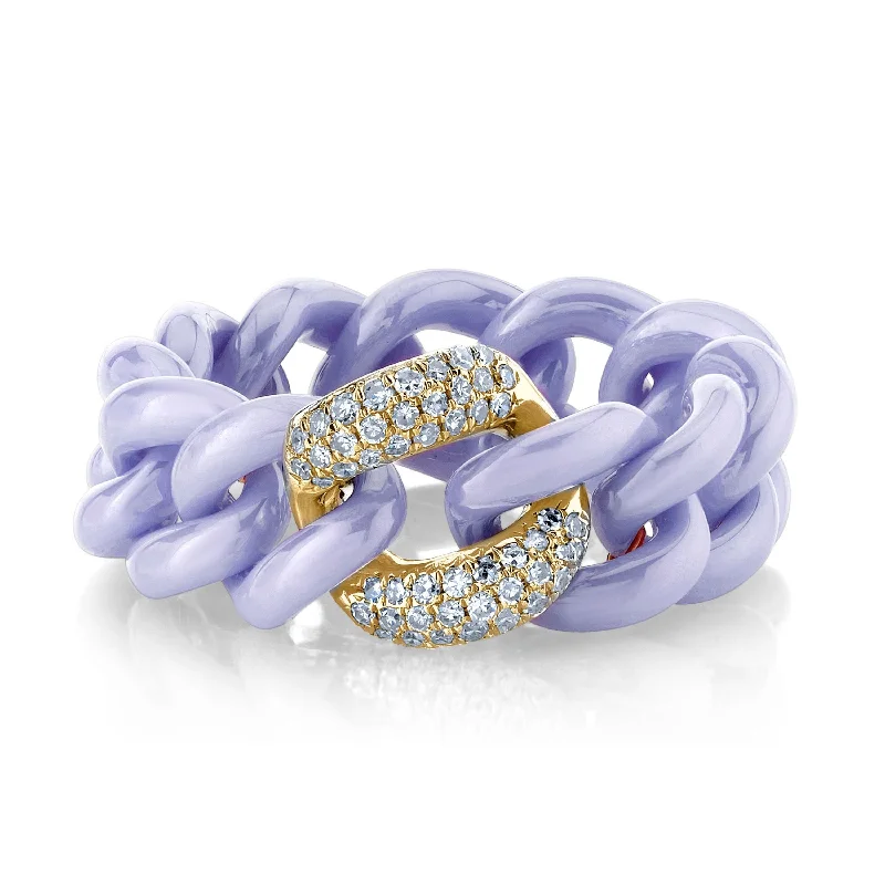 SINGLE PAVE LAVENDER CERAMIC MEDIUM LINK RING