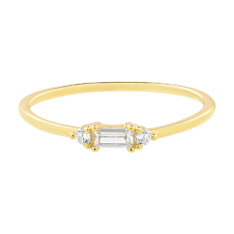 CZ Baguette Deco Ring