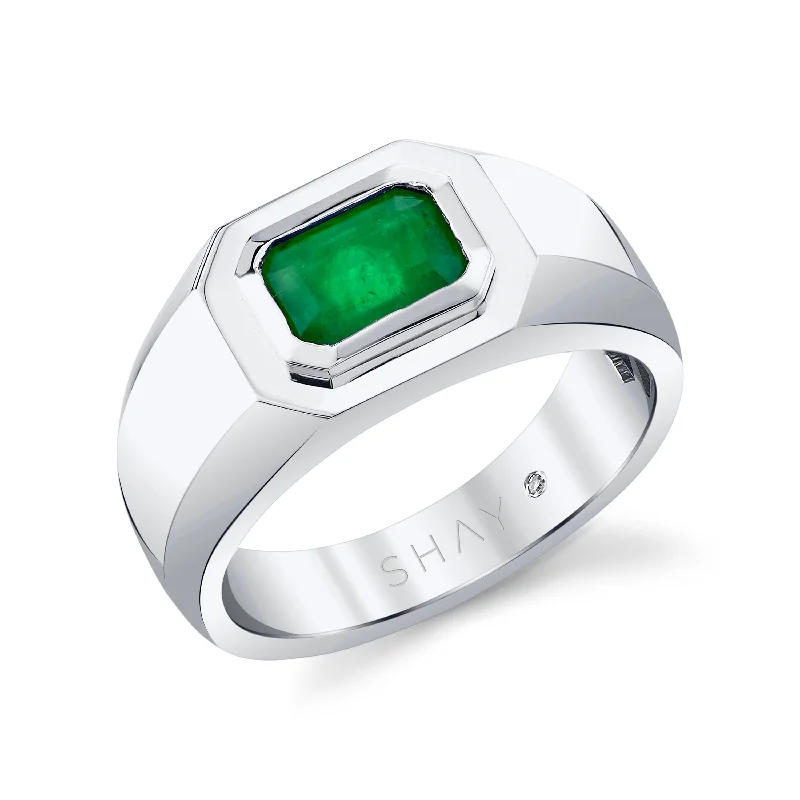 MEN'S EMERALD CUT CHAMPION PINKY RING