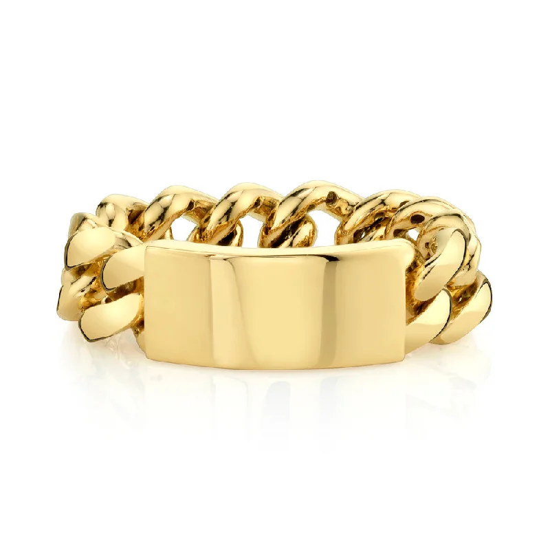 MEN'S SOLID GOLD ID FLAT LINK RING