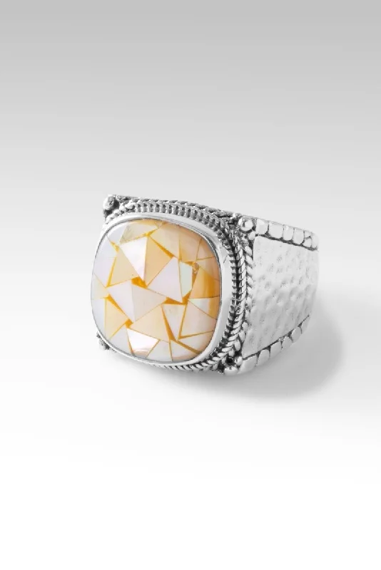 Peaceful Heart Ring™ in Golden Mother of Pearl Mosaic