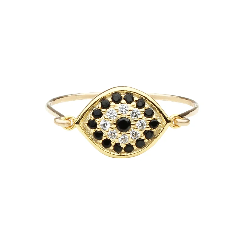 CZ Black Evil Eye Ring