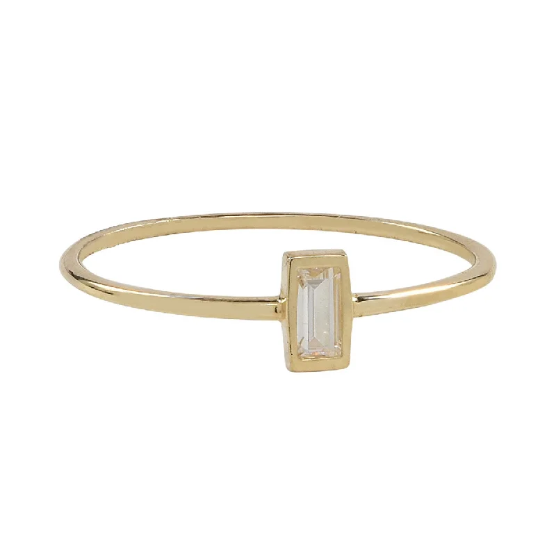 10k Solid Gold Vertical CZ Baguette Ring