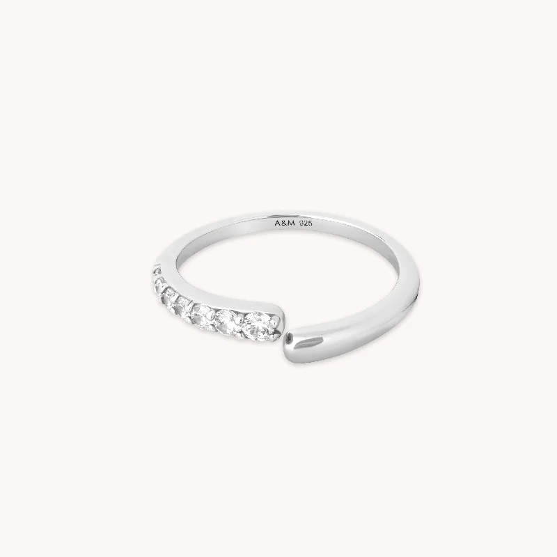 Orbit Crystal Open Ring in Silver