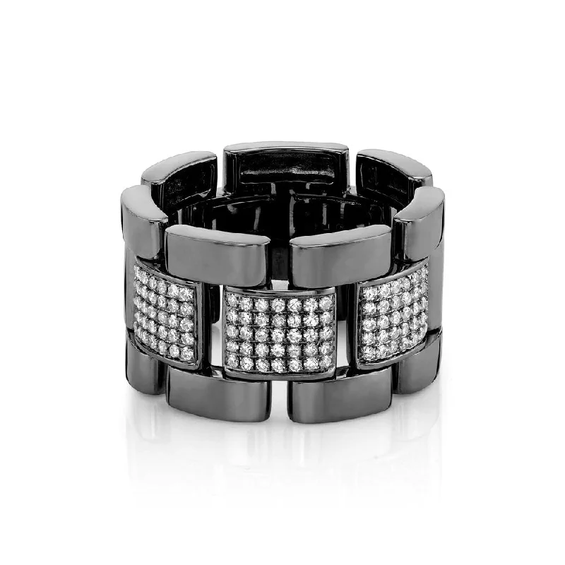 MEN'S PARTIAL DIAMOND PAVE JOURNEY LINK RING