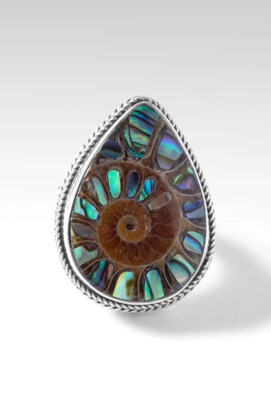 Patient in Trials Ring™ in Ammonite with Abalone Inlay