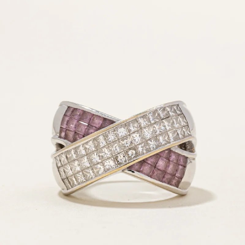 Princess Cut Diamond & Pink Sapphire Ring | 2.00ctw, 1.20ctw | SZ 9.25 |