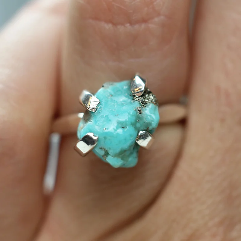 Raw Turquoise Silver Ring