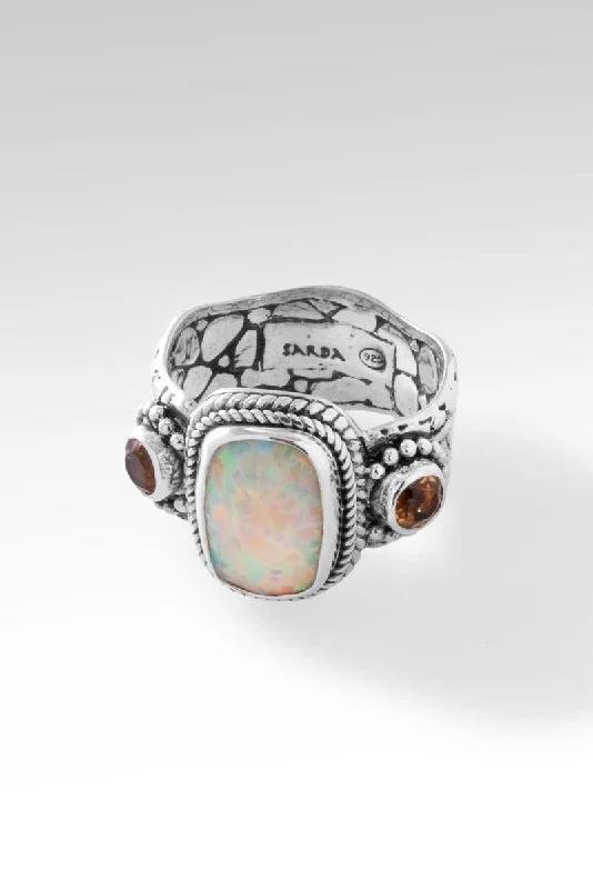 Rise Above Ring™ in Peaches & Cream Simulated Opal