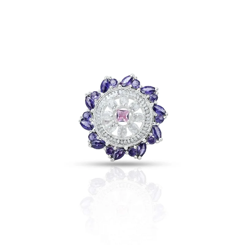 Silver Exclusive "Sparkling Grace" Blue Gemstone Ring for Women