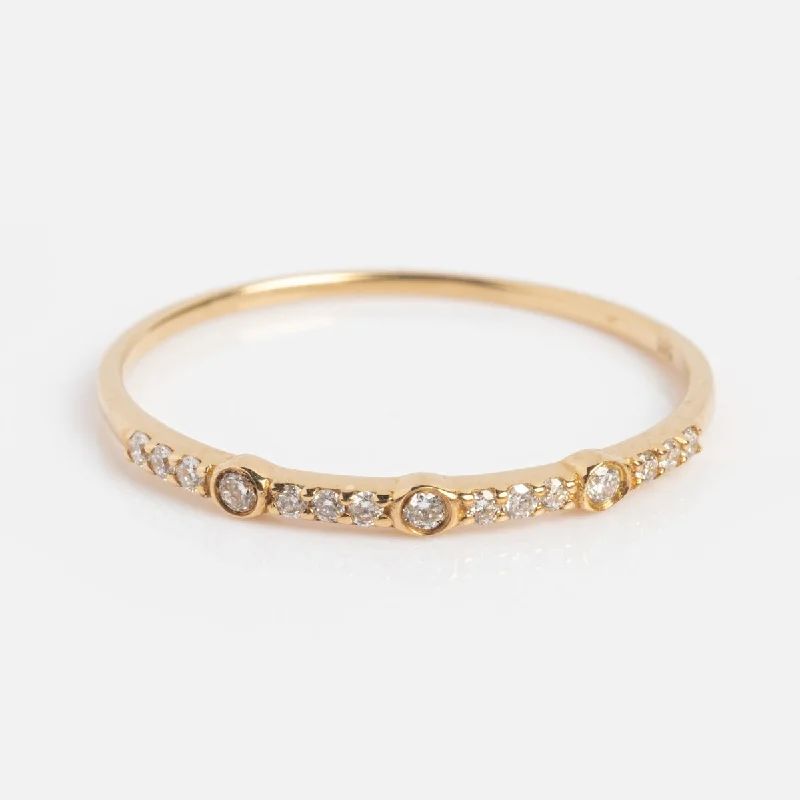 Solid Gold Delicate White Sapphire Stacking Band