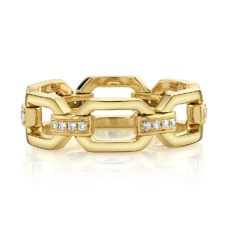 MEN'S SOLID GOLD SQUARE LINK RING