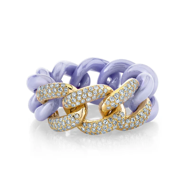 TRIPLE PAVE LAVENDER CERAMIC ESSENTIAL LINK RING