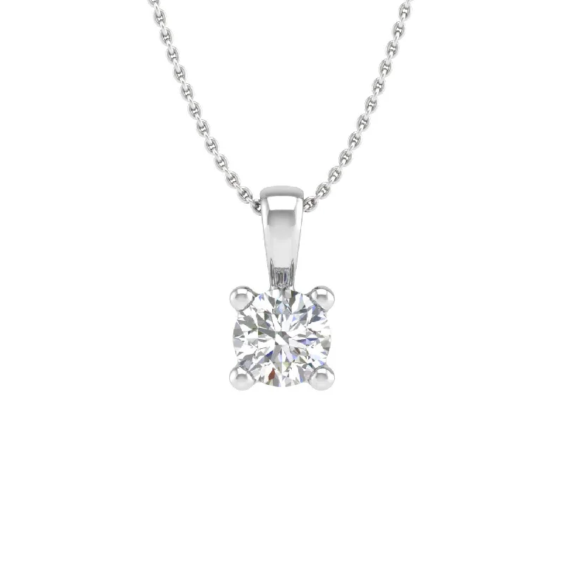 0.15 Carat 4-Prong Set Diamond Solitaire Pendant in Gold (Silver Chain Included) - IGI Certified