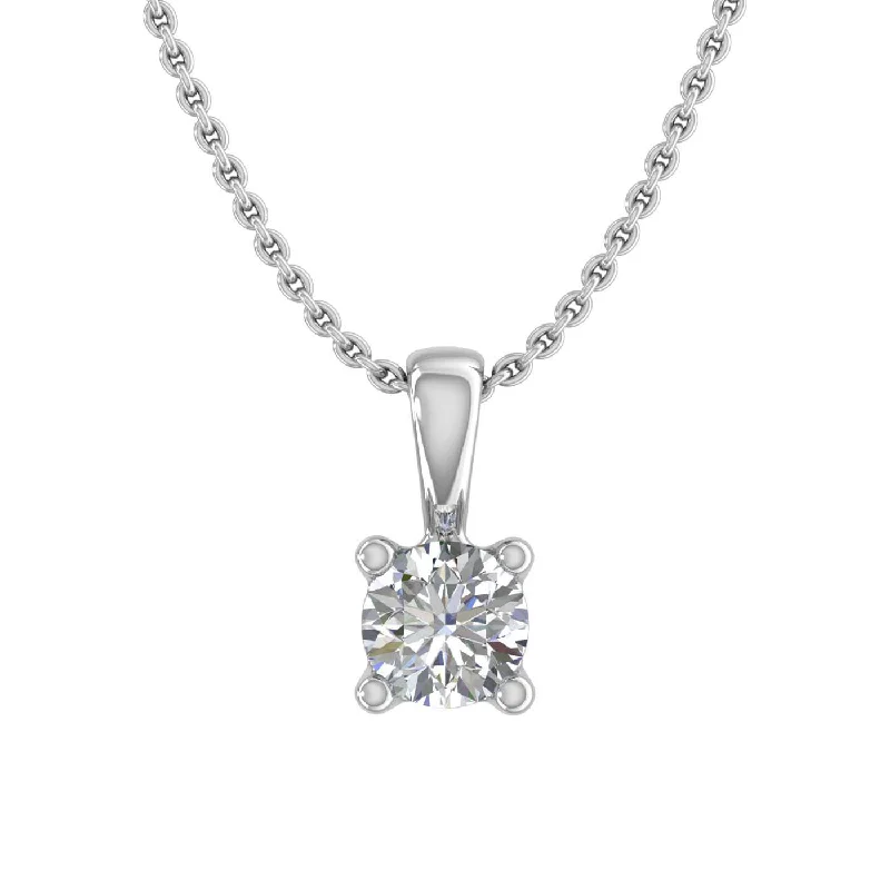 0.15 ctw 4-Prong Solitaire Diamond Pendant Necklace in Gold (Included Silver Chain) - IGI Certified