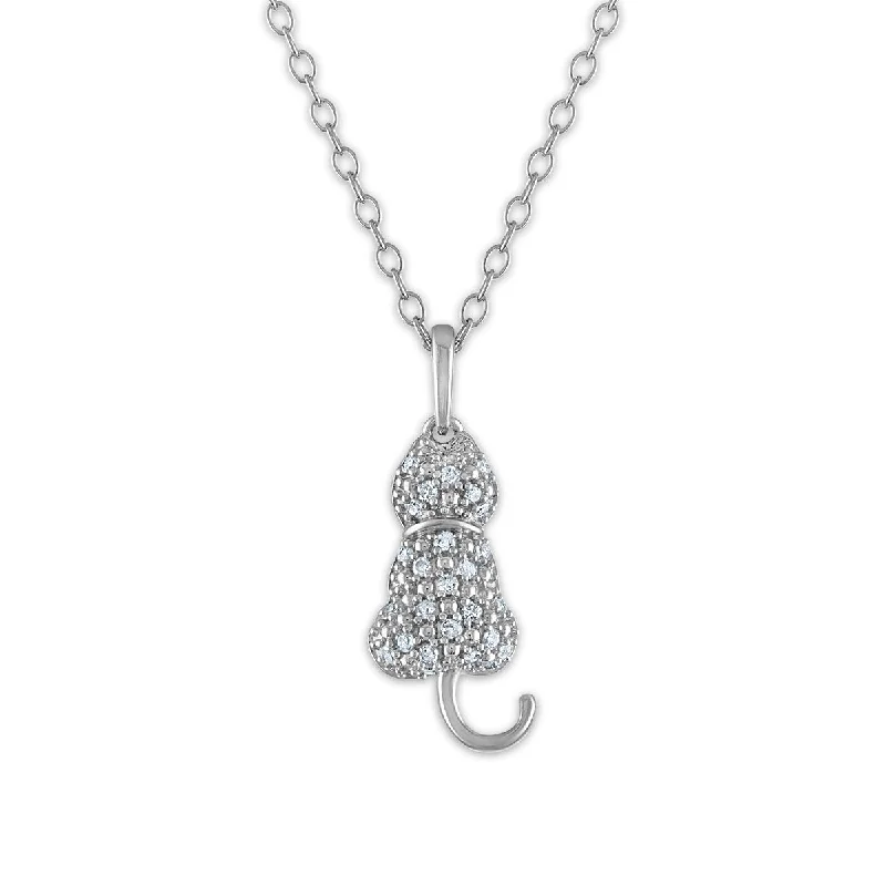 1/10 CTW Diamond 18-inch Cat Pendant in Sterling Silver