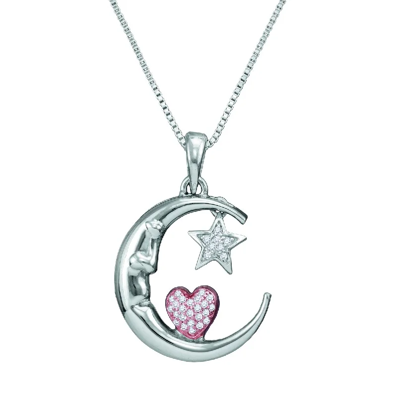 1/10 CTW Diamond I Love You To The Moon And Back 18-inch Pendant in Sterling Silver