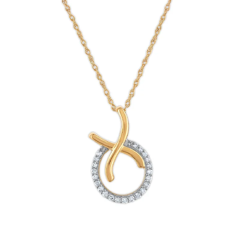 1/10 CTW Diamond XOXO Hugs & Kisses 18-inch Pendant in 10KT Yellow Gold