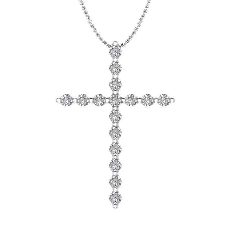 1/2 Carat Diamond Cross Pendant Necklace in Gold (Silver Chain Included) - IGI Certified