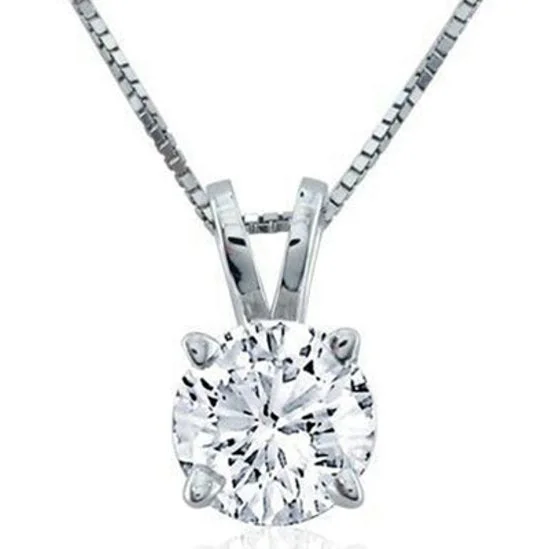 1/2 CTW Diamond Solitaire 18-inch Pendant in 14KT White Gold