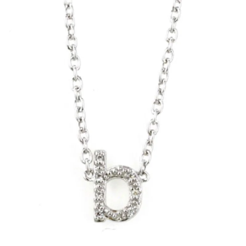 1/25 CTW Diamond Initial 18-inch Pendant in Sterling Silver; Initial B