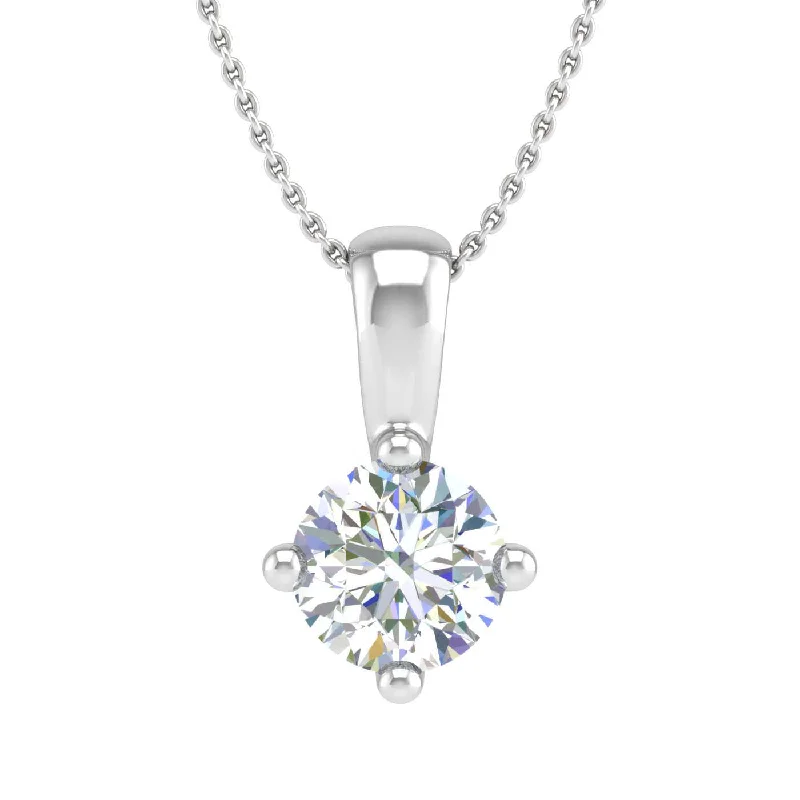 1/3 Carat 4-Prong Set Diamond Solitaire Pendant Necklace in Gold (Silver Chain Included) - IGI Certified