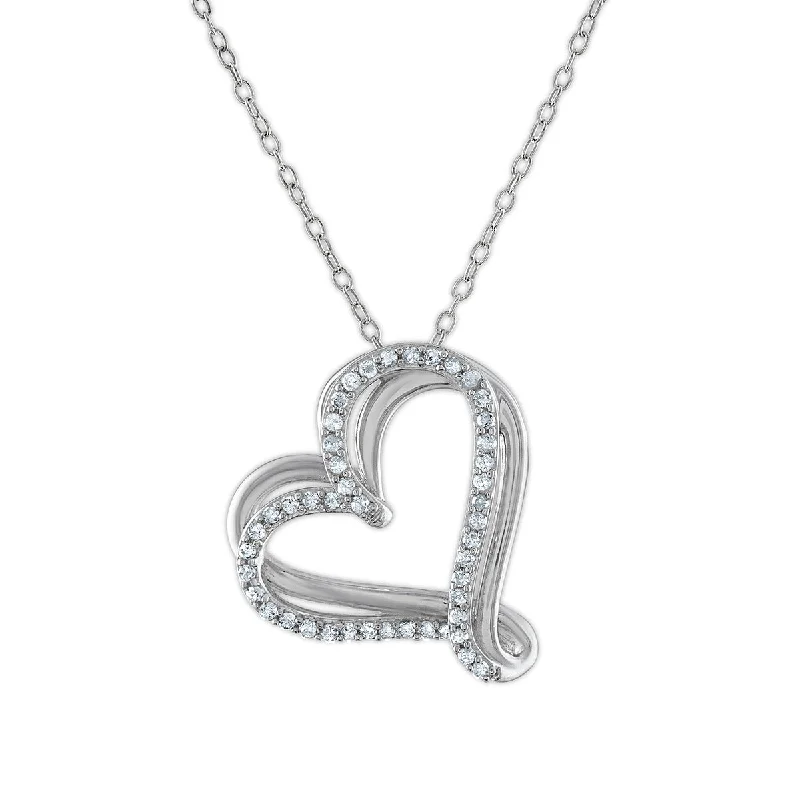 1/4 CTW Diamond Heart 18-inch Pendant in Rhodium Plated Sterling Silver