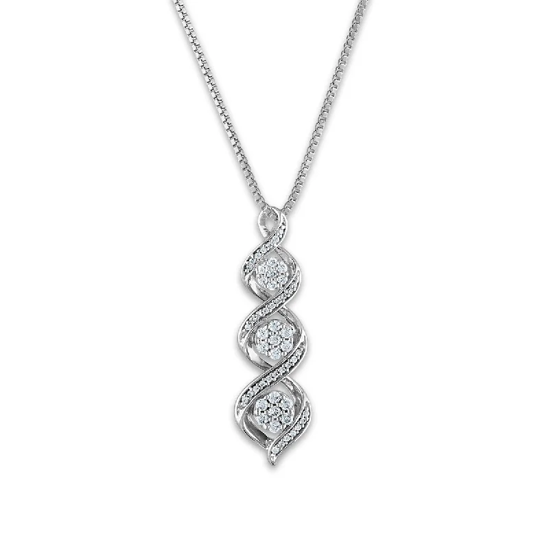 1/4 CTW Diamond Three Stone Twist 18-inch Pendant in Sterling Silver