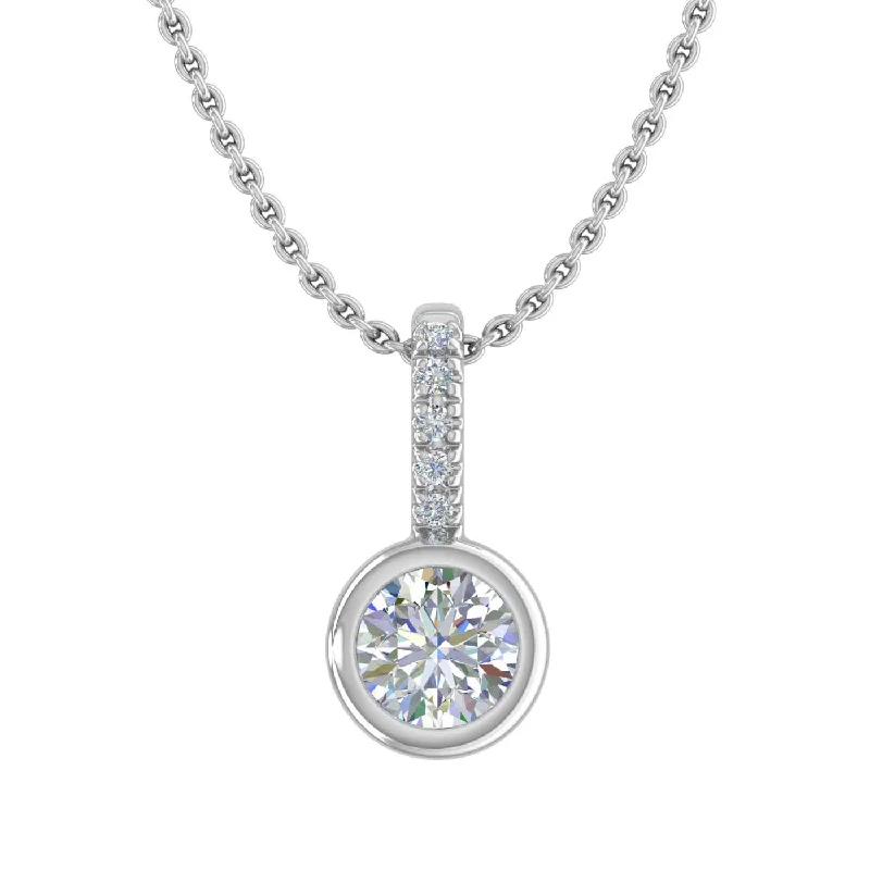 1/5 Carat Solitaire Diamond Pendant Necklace in Gold (Included Silver Chain)