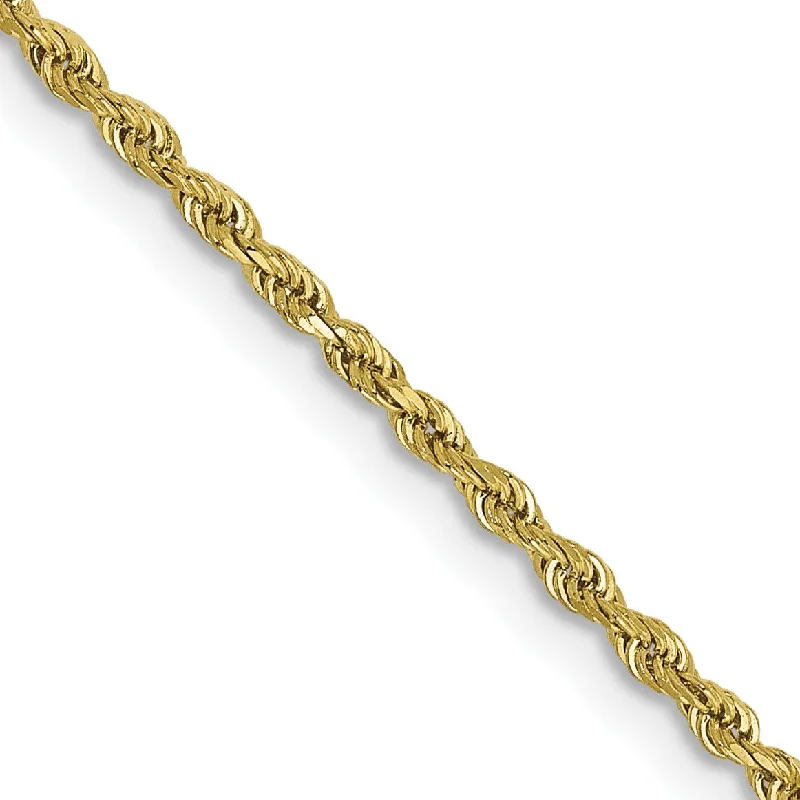 10KT Yellow Gold 16-inch 1.5MM Diamond-cut Lobster Clasp Rope Chain