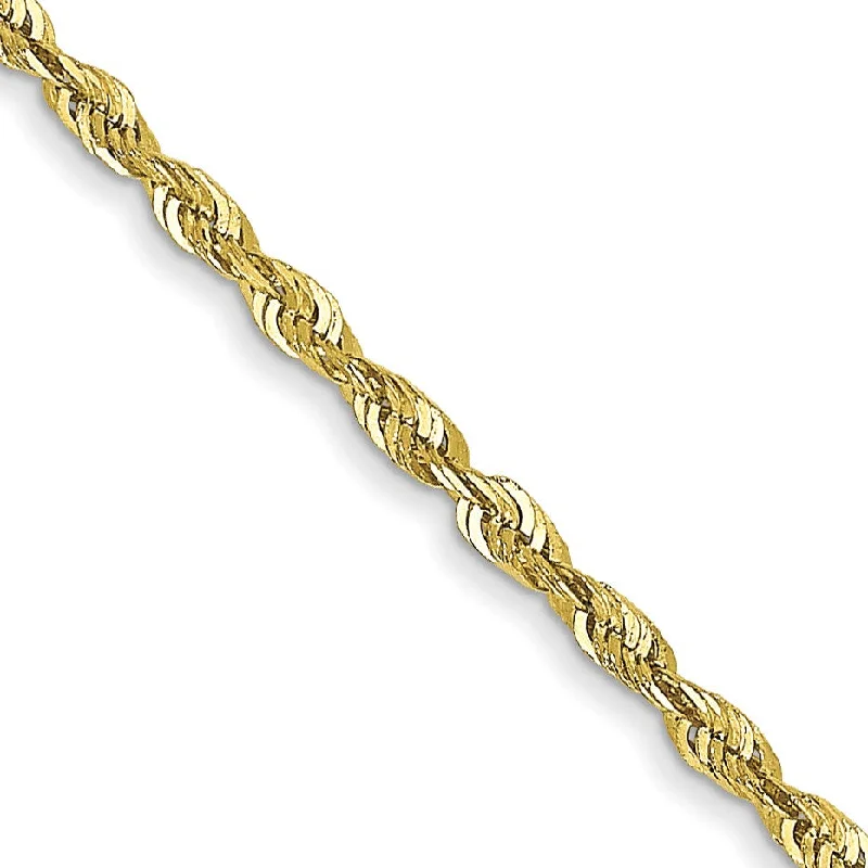 10KT Yellow Gold 18-inch 1.5MM Diamond-cut Lobster Clasp Rope Extra-Light Chain