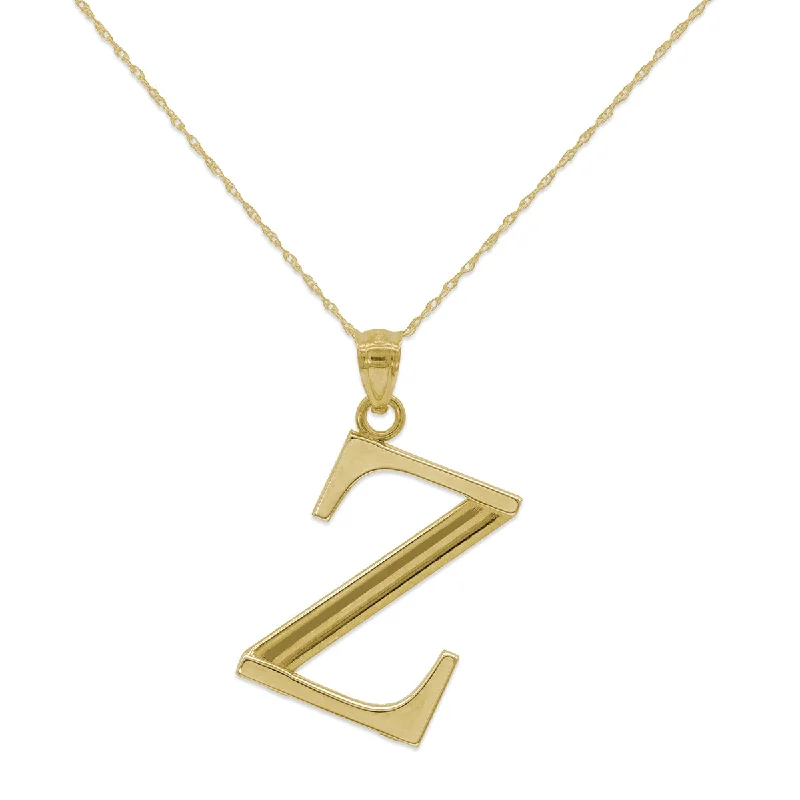 10KT Yellow Gold 18-inch 30MM Initial Pendant; Initial Z