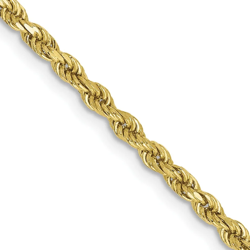 10KT Yellow Gold 24-inch 2.5MM Diamond-cut Lobster Clasp Rope Chain