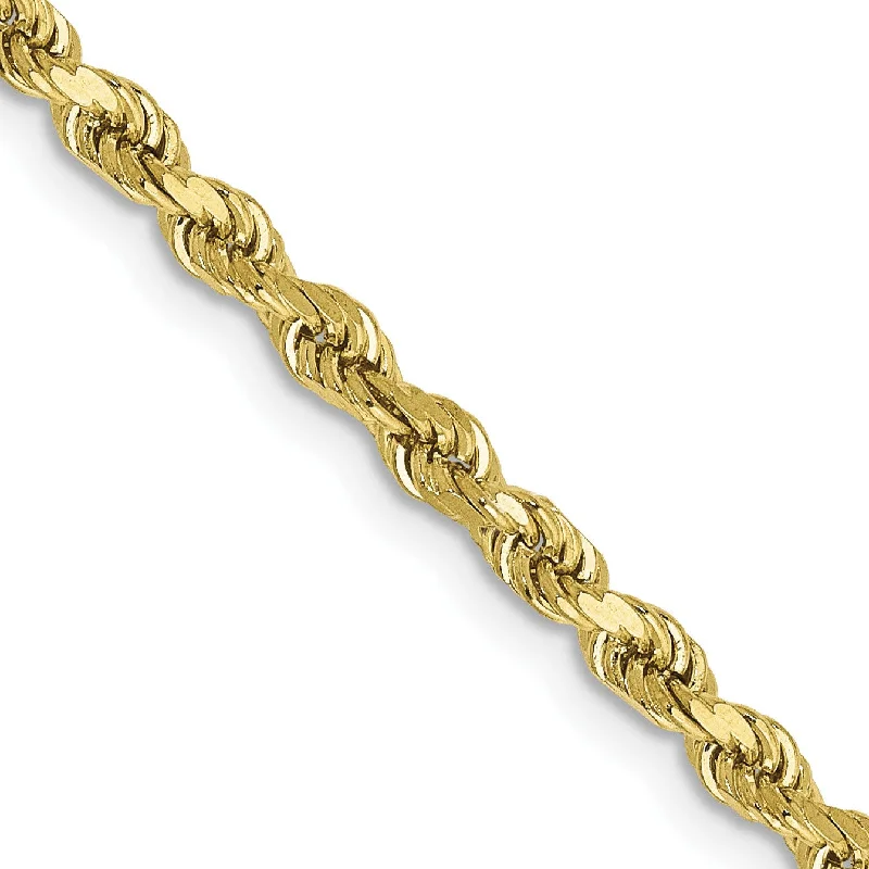 10KT Yellow Gold 24-inch 2.75MM Diamond-cut Lobster Clasp Rope Chain