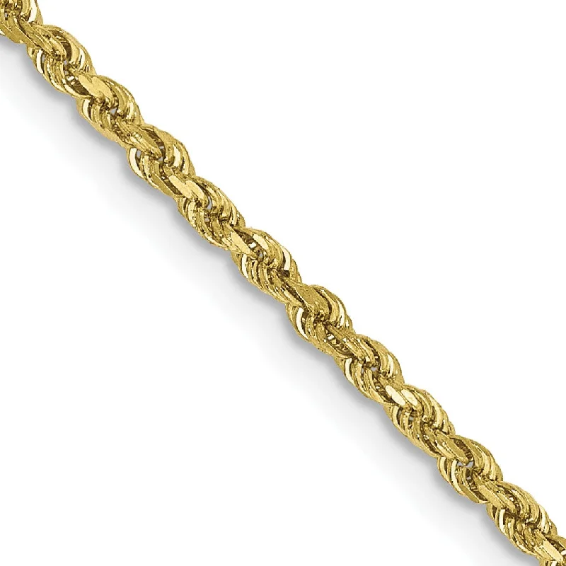 10KT Yellow Gold 26-inch 1.75MM Diamond-cut Lobster Clasp Rope Chain