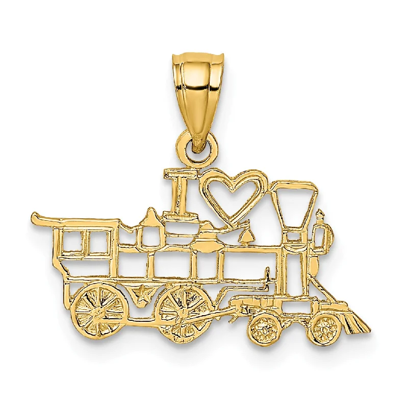 14k I Love Train Charm