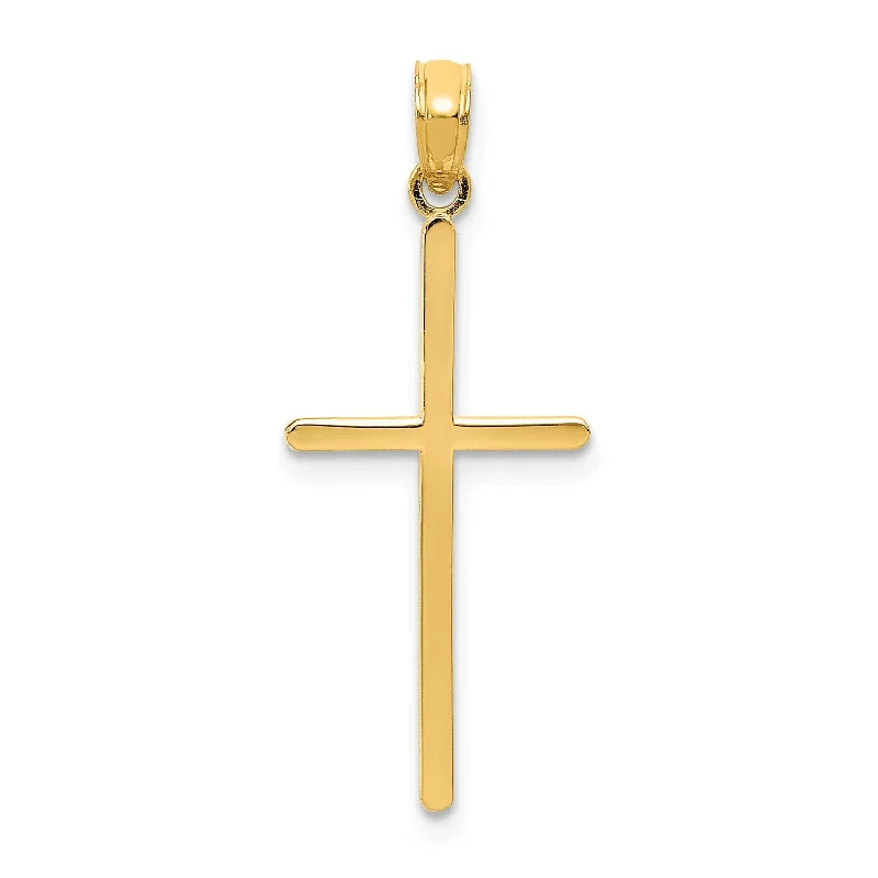 14k Polished Cross Pendant. Chain not Included