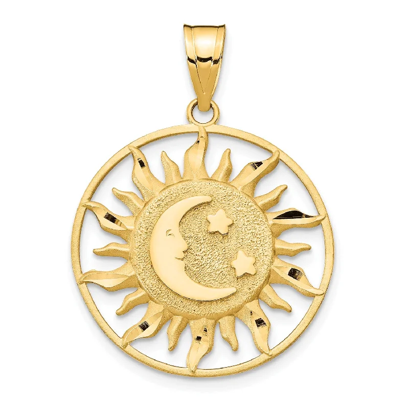 14k Polished Sun with Moon & Star Charm