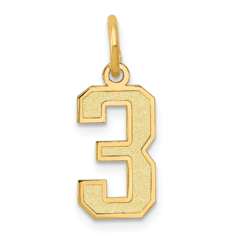 14k Small Satin Number 3 Charm