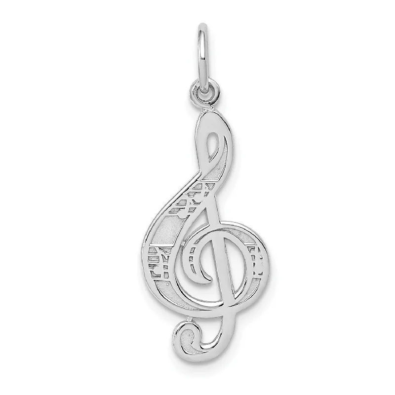 14k White Gold Treble Cleft Charm