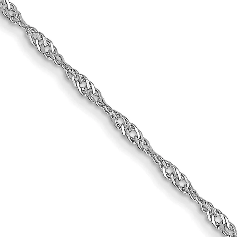 14KT White Gold 16-inch 1MM Singapore Pendant Chain