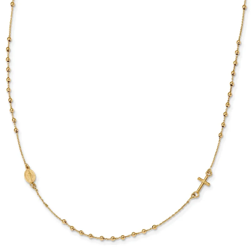 14KT Yellow Gold 16-inch Cross Rosary Necklace