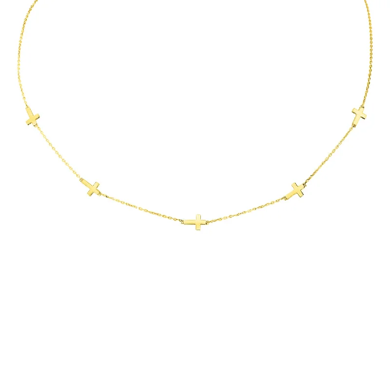 14KT Yellow Gold 17-inch Cross Necklace