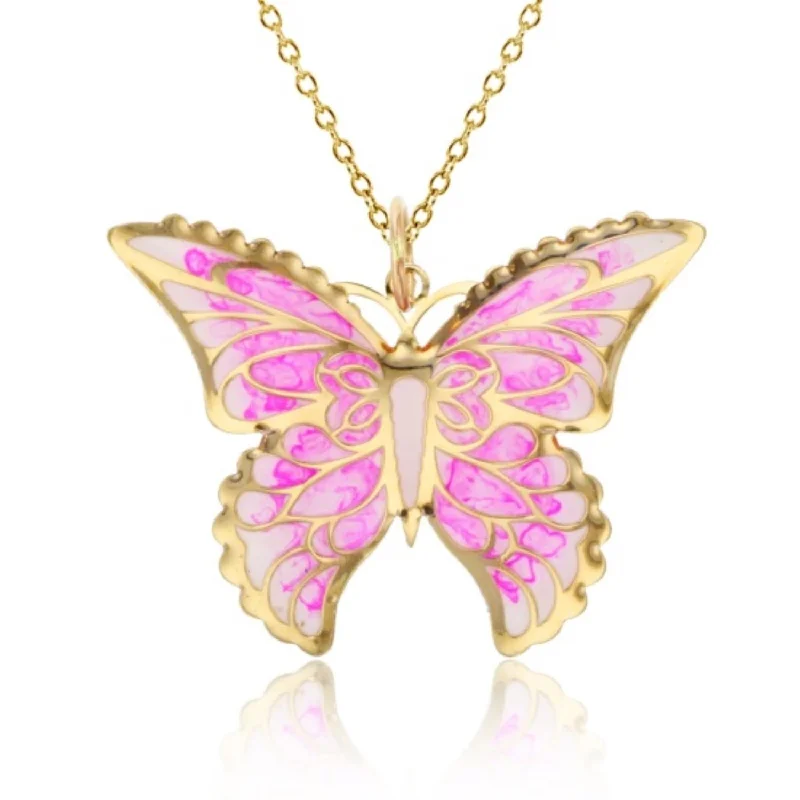 14KT Yellow Gold 18-inch Butterfly Pendant