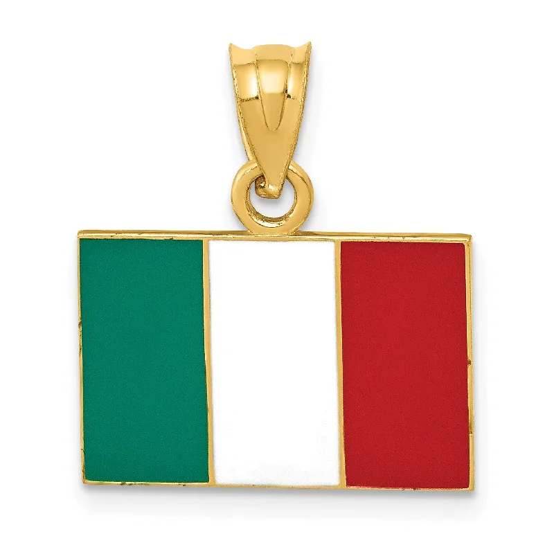 14KT Yellow Gold 21X18MM Italian Flag Charm